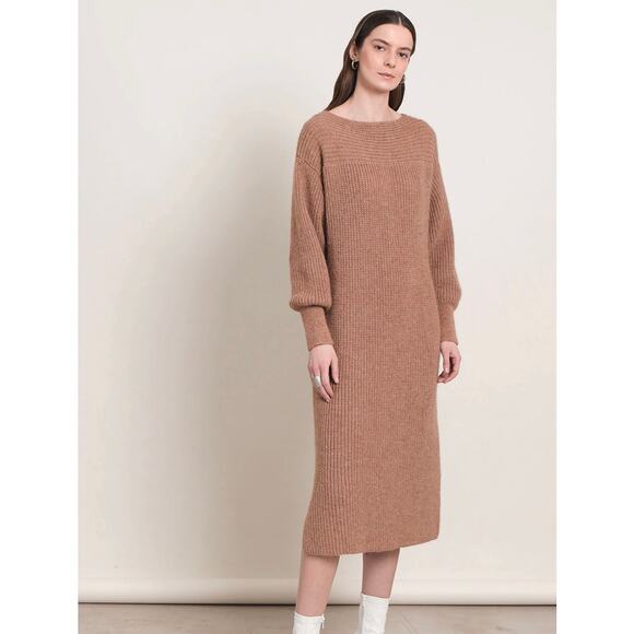 Eleven Six Camel Beth Cut Out Sweater Midi Dress Alpaca XS/S - Picture 3 of 9